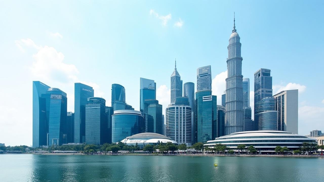 Singapore business district skyline